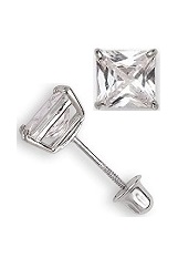 felicitous itsy-bitsy square white gold baby earrings        